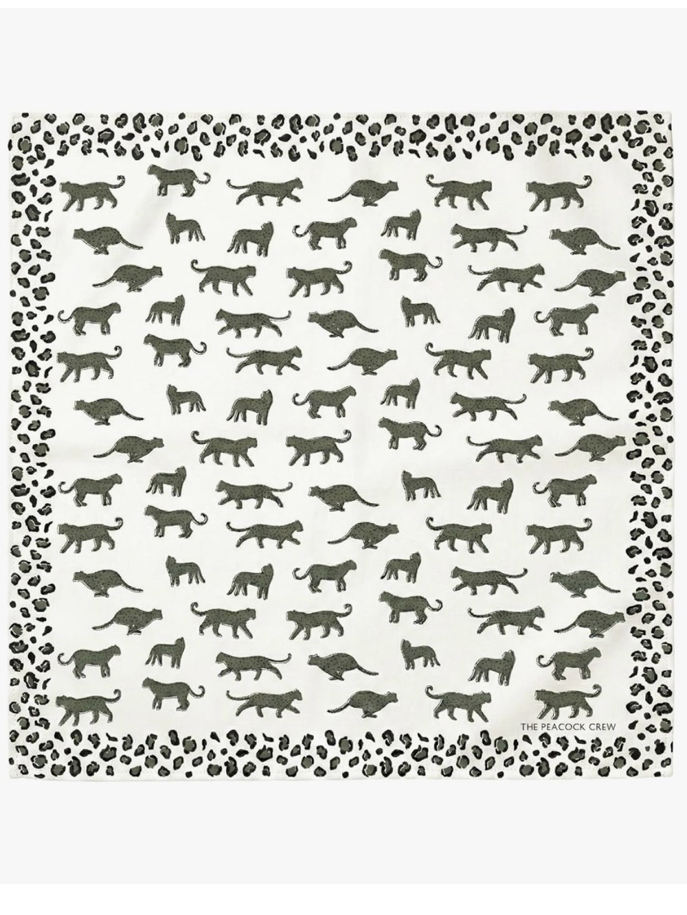 Two (2) Peacock Crew Cotton Black & White Leopard Print Bandana 22 x 22 NWT Boho
